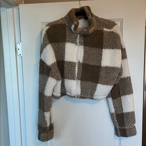Plaid Fleece Cropped Jacket